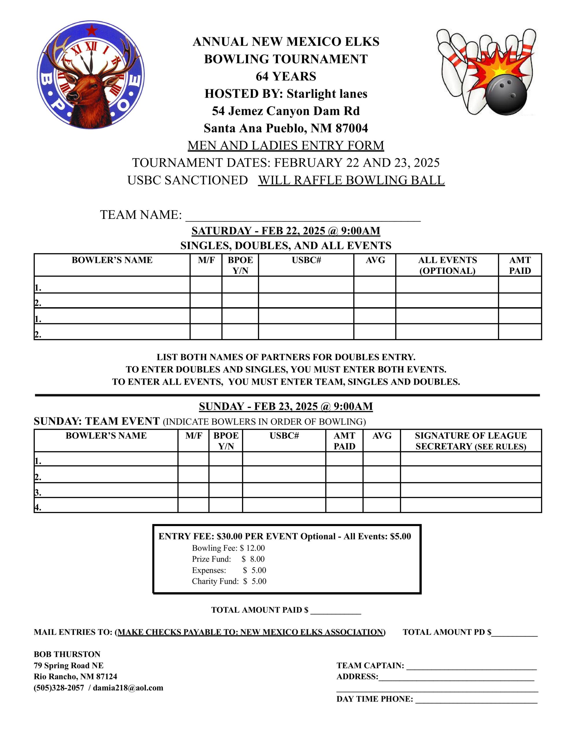 2025 State Bowling Entry FormP2